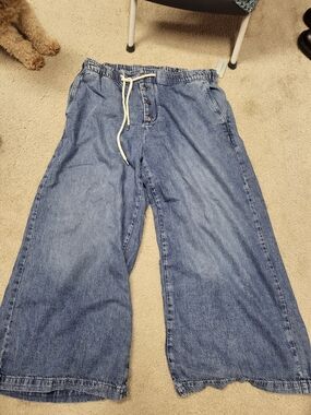 Relaxed Wide-Leg Drawstring Jeans for Men - Light Blue